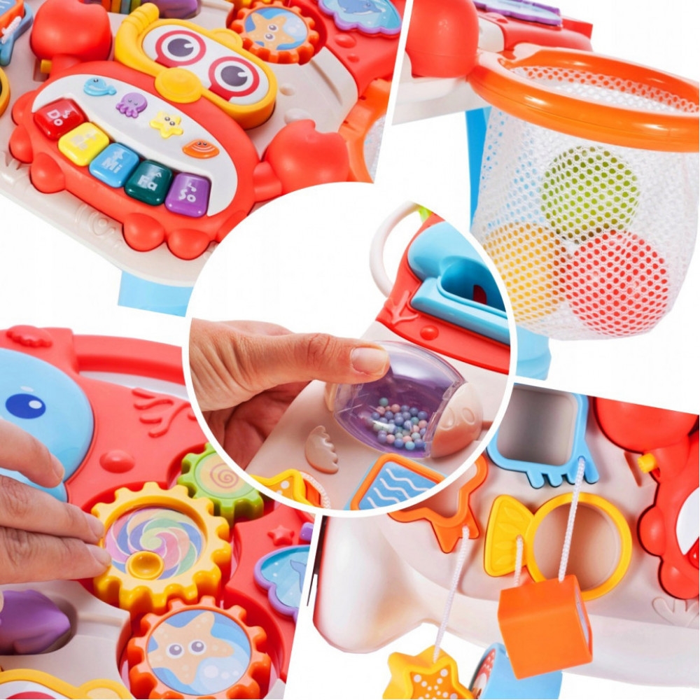 Детская каталка-ходунки 2в1 Limo Toy HB 0008 AB с баскетбольным кольцом, игровым столиком, бизибордом и музыкальным пианино