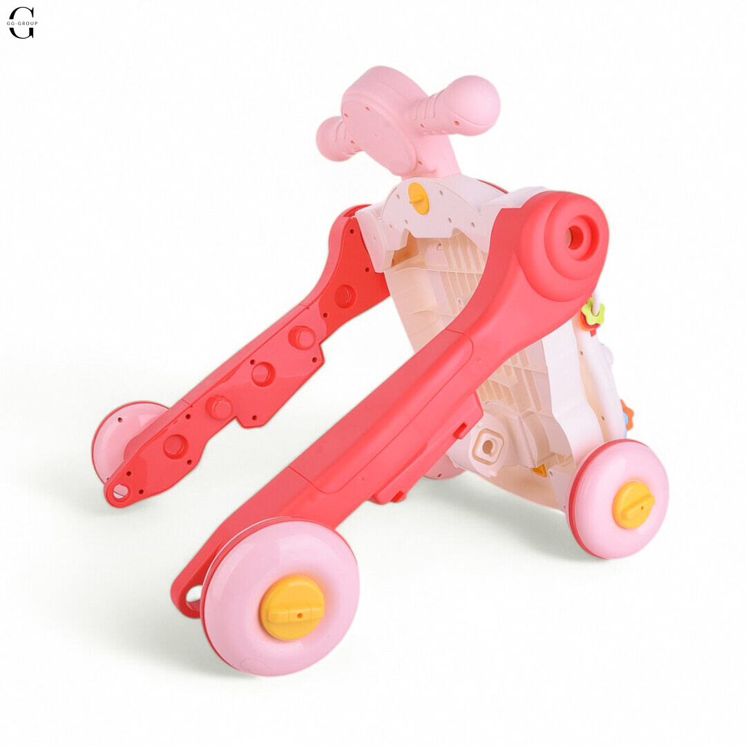 Детская каталка-ходунки 4в1 HUANGER HE0826-27: толокар, самокат, игровой столик с бизибордом и баскетбольным кольцом, музыкальные и световые эффекты