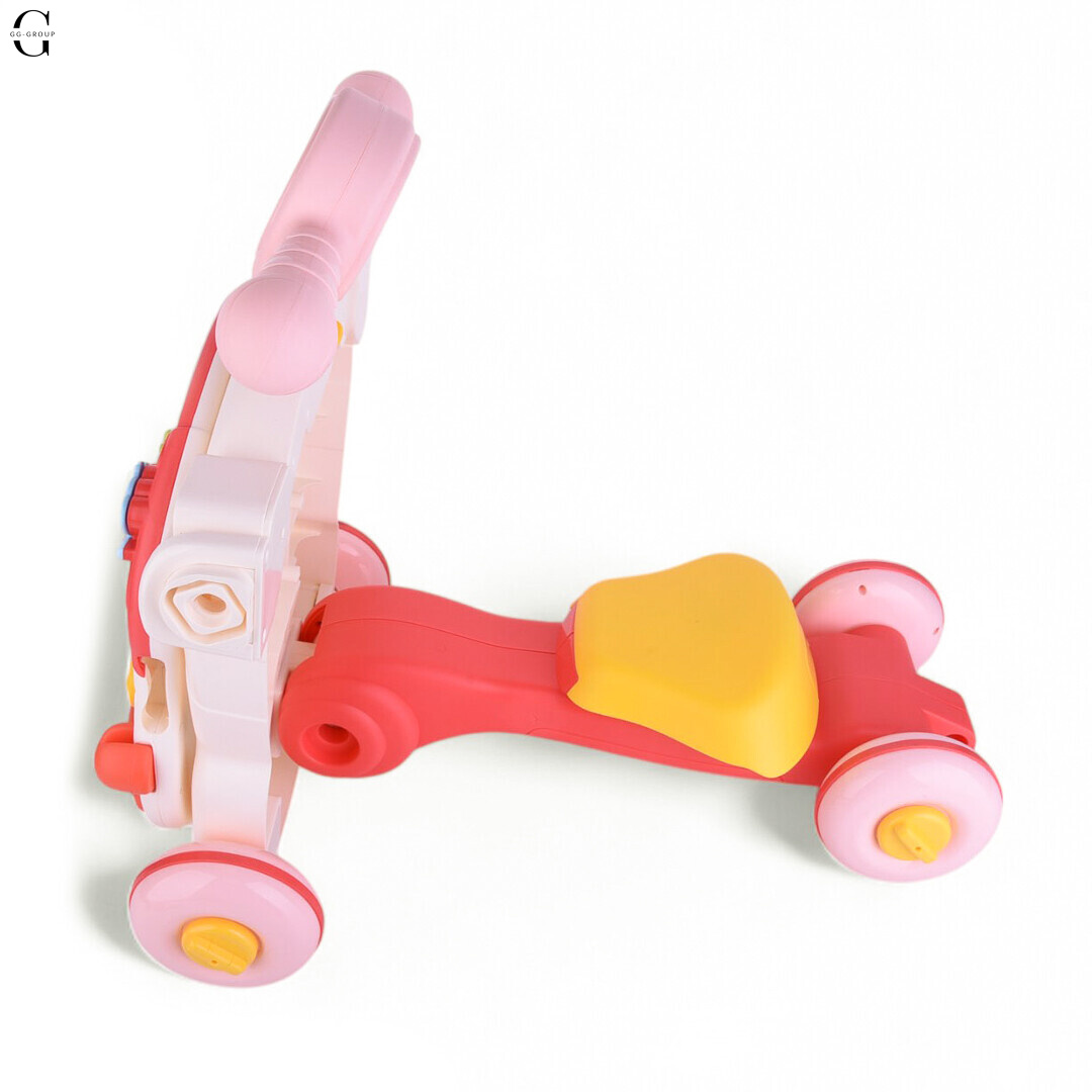 Детская каталка-ходунки 4в1 HUANGER HE0826-27: толокар, самокат, игровой столик с бизибордом и баскетбольным кольцом, музыкальные и световые эффекты