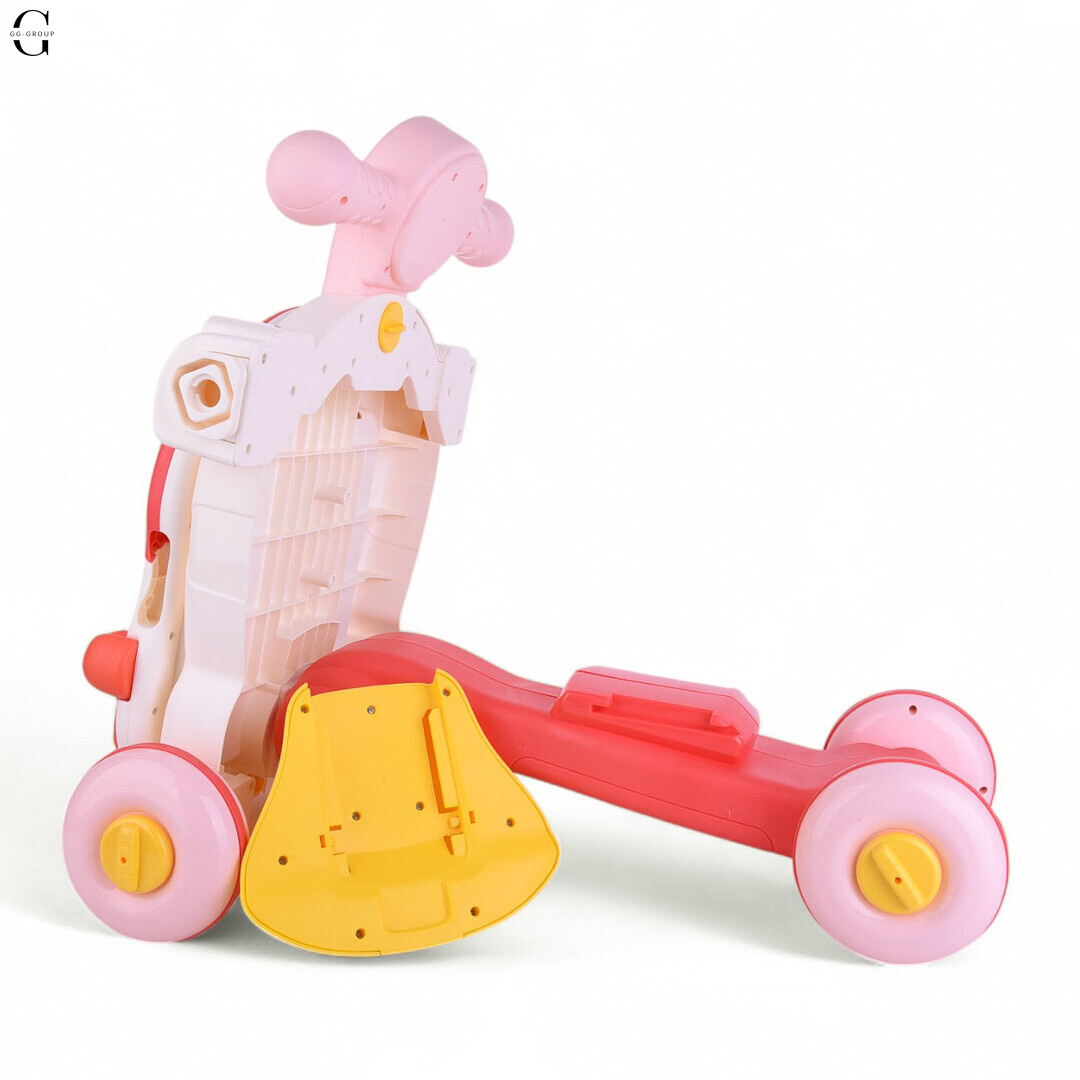 Детская каталка-ходунки 4в1 HUANGER HE0826-27: толокар, самокат, игровой столик с бизибордом и баскетбольным кольцом, музыкальные и световые эффекты