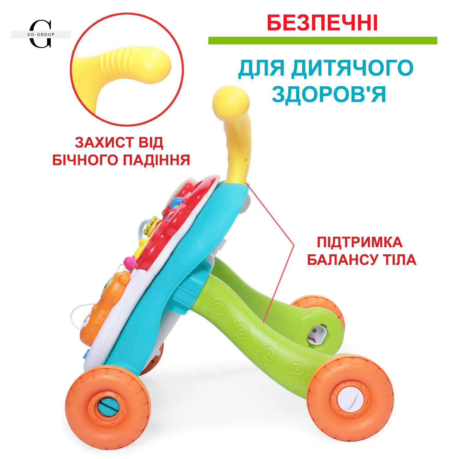 Дитяча каталка-ходунки 2 в 1 Limo Toy M 5473 AB – ігровий столик з бізібордом, музичне піаніно, телефон, сортер, розвиваючі елементи