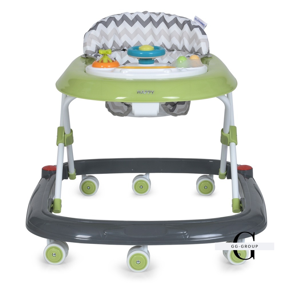 "Дитячі ходунки El Camino Happy Me Lemon Green 1049: регульована висота, знімна панель, світло та музика"
