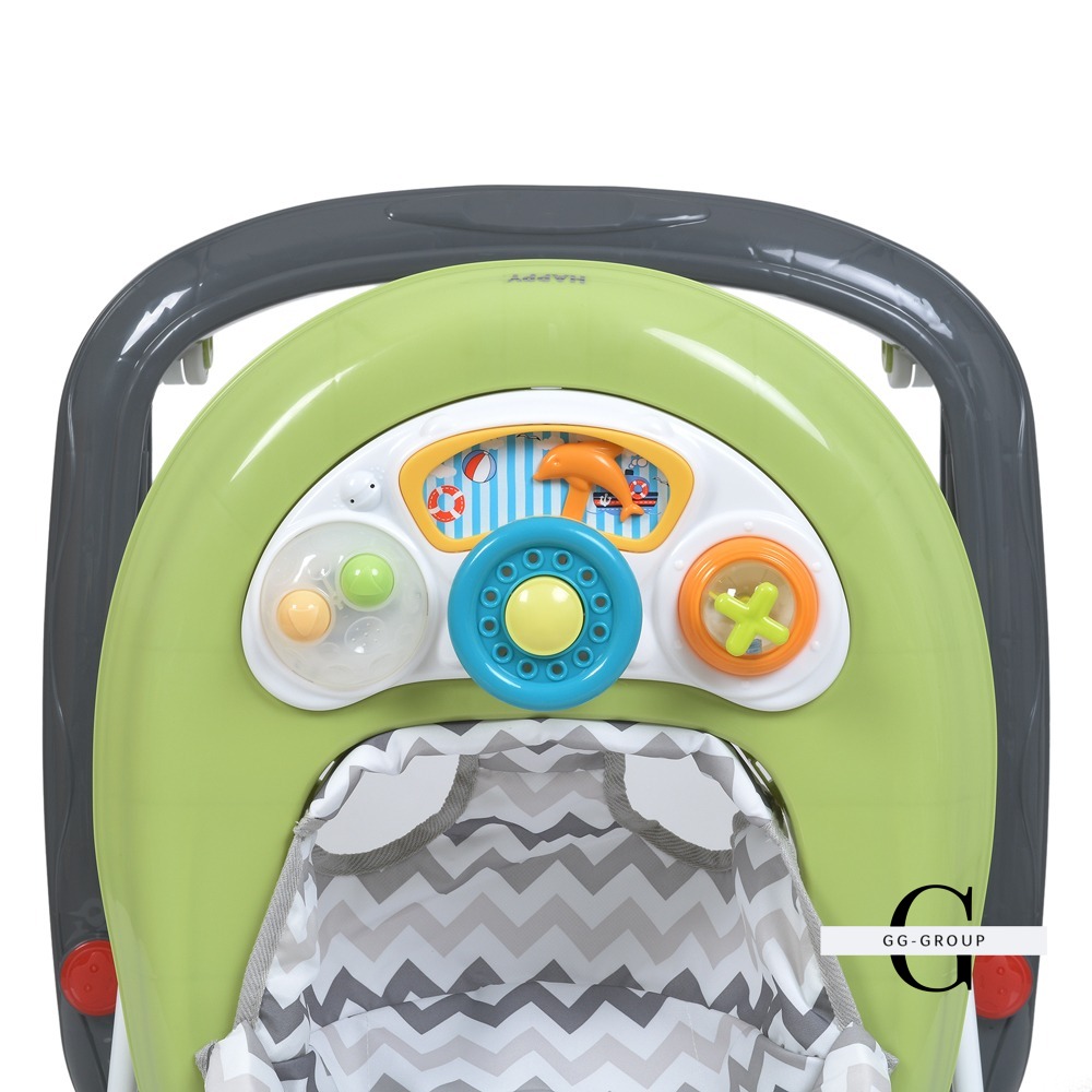 "Дитячі ходунки El Camino Happy Me Lemon Green 1049: регульована висота, знімна панель, світло та музика"