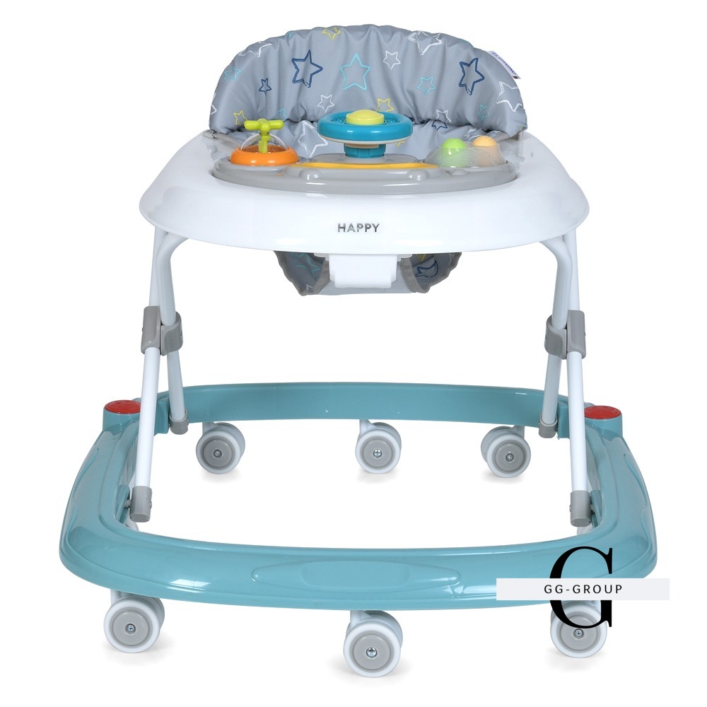 "Дитячі ходунки El Camino Happy Me Sky Blue 1049: регульована висота, знімна панель, світло та музика"
