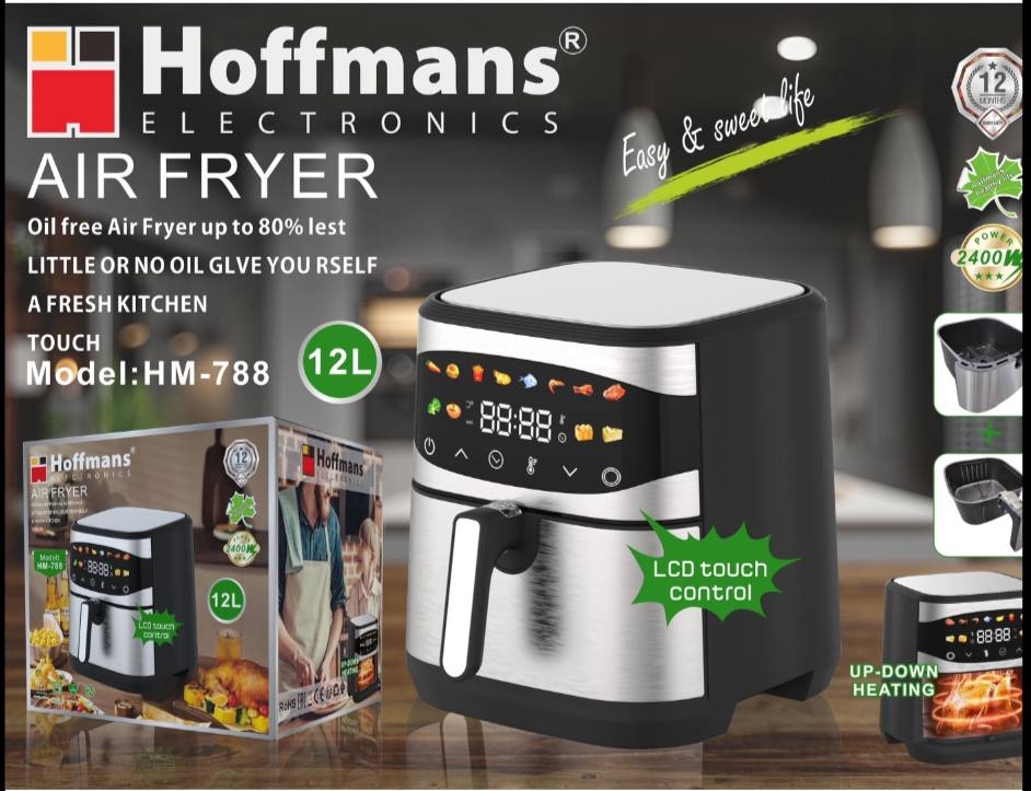 Аэрофритюрница Hoffmans HM-788 12L с двумя ТЭНами, 2400W, сенсорным управлением и 12 режимами