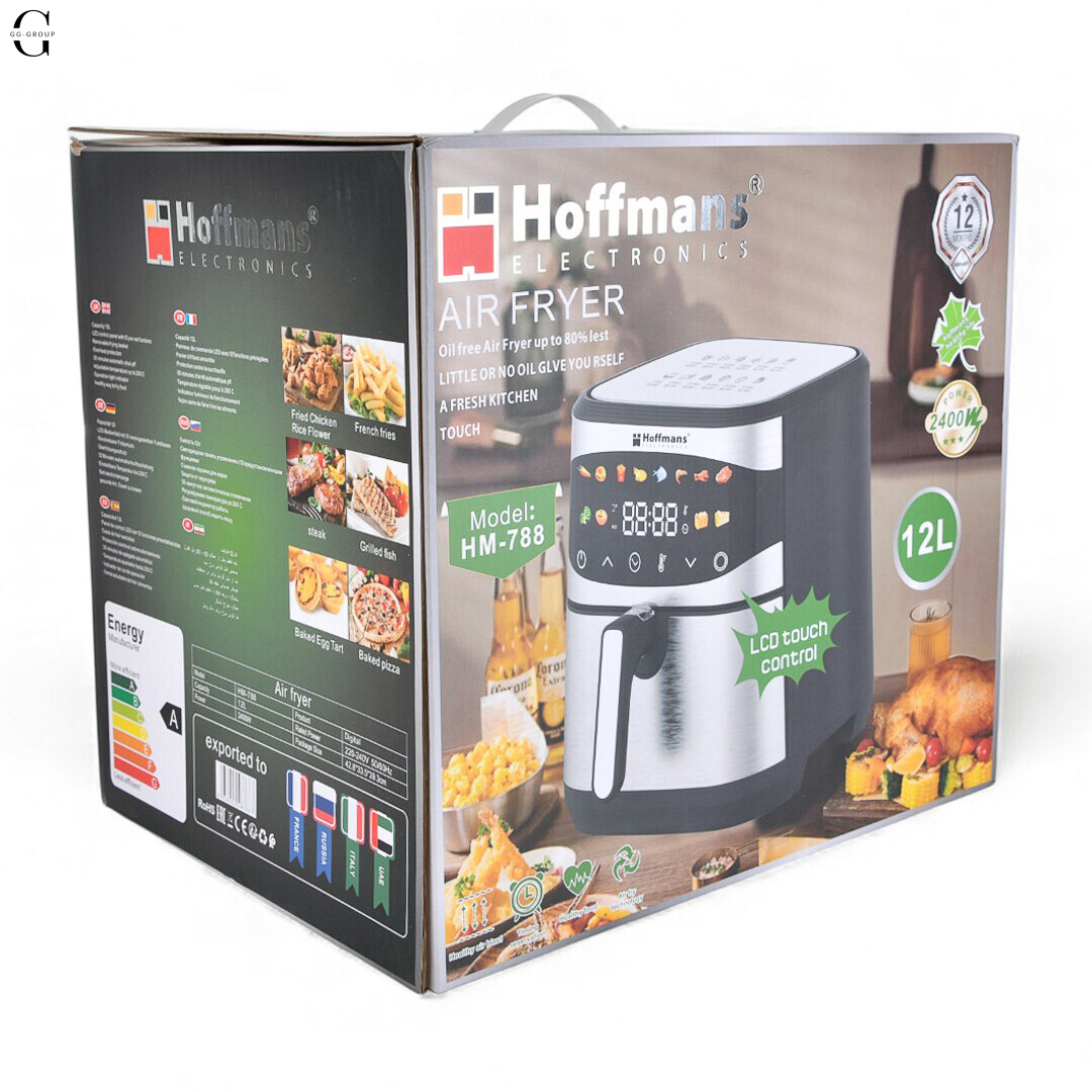 Аэрофритюрница Hoffmans HM-788 12L с двумя ТЭНами, 2400W, сенсорным управлением и 12 режимами