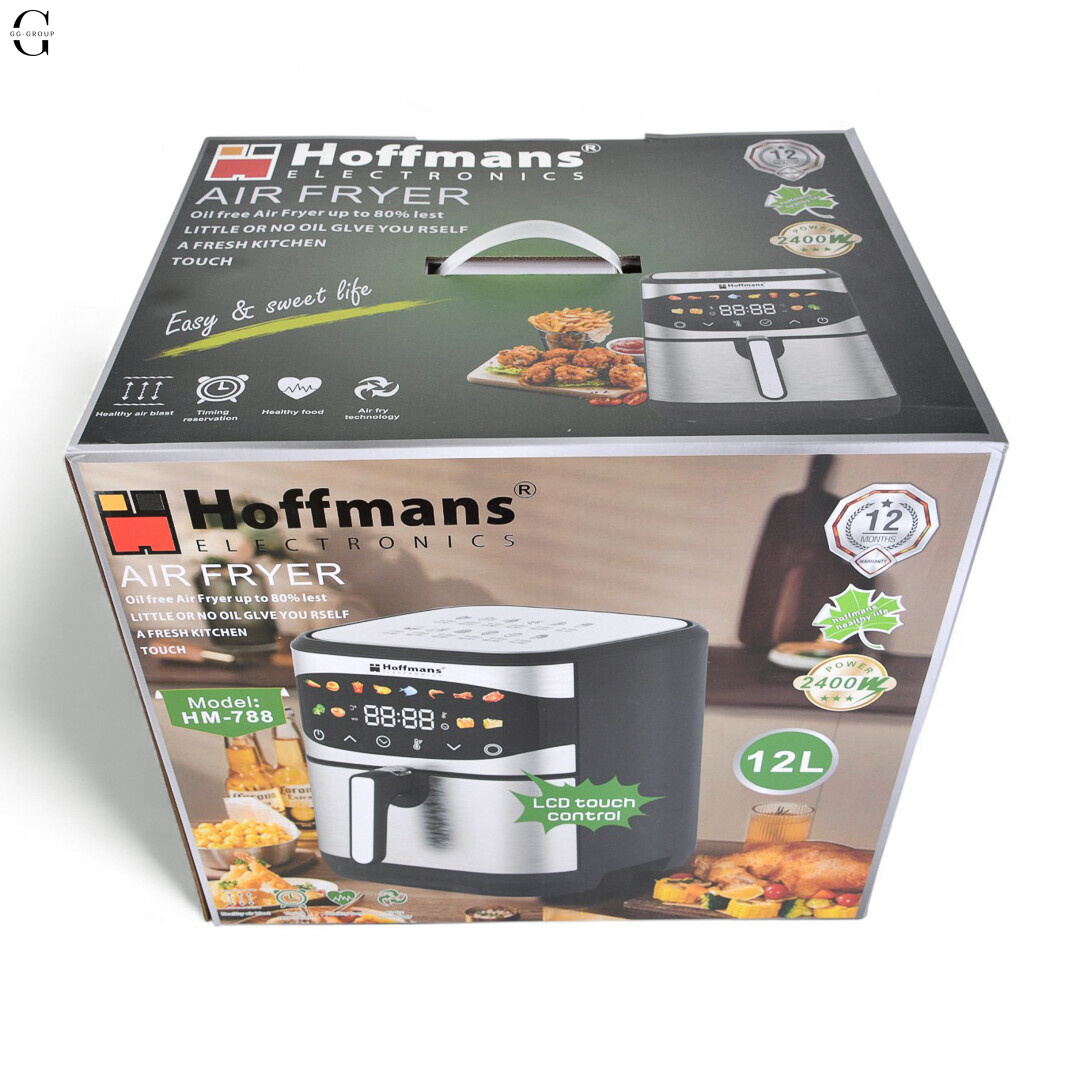 Аэрофритюрница Hoffmans HM-788 12L с двумя ТЭНами, 2400W, сенсорным управлением и 12 режимами