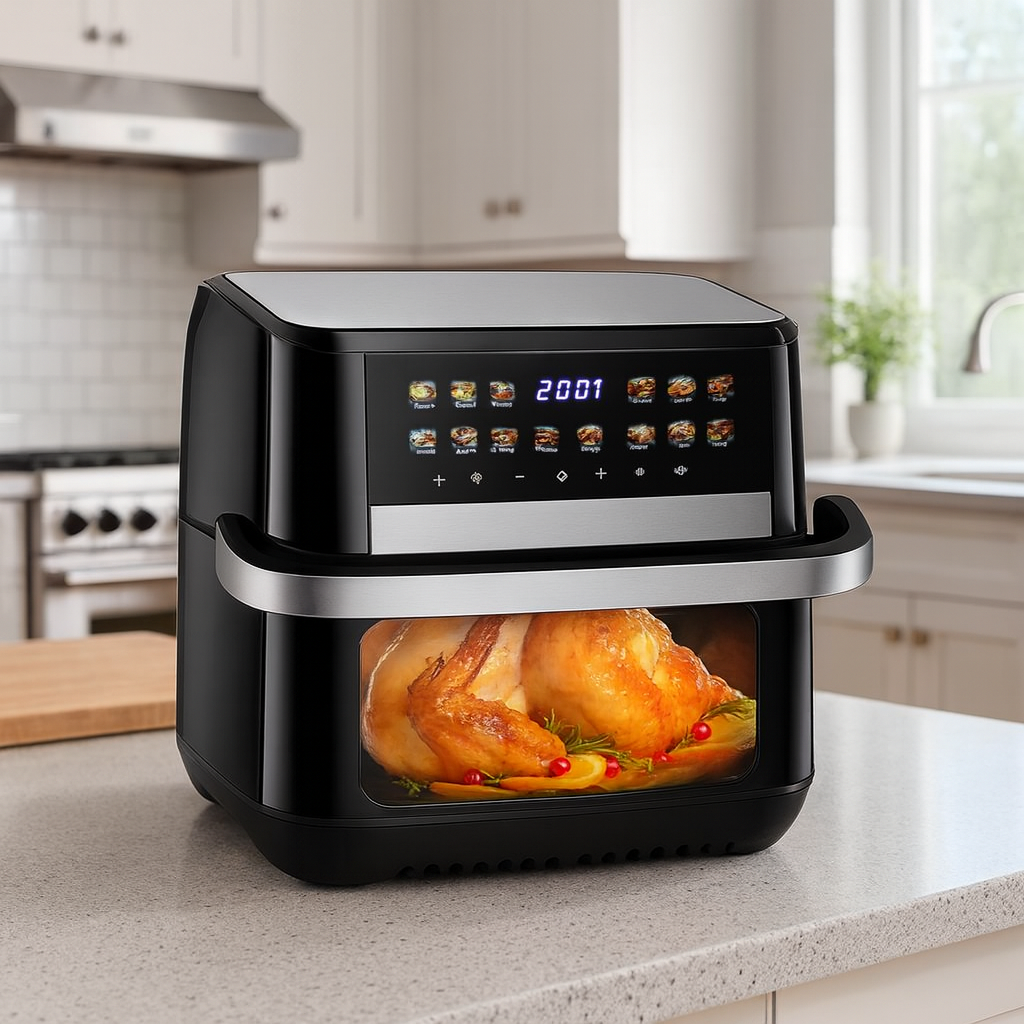 Аерофритюрниця Hoffmans HM-792 15L 2400W з 12 програмами, тефлоновим покриттям та сенсорним керуванням
