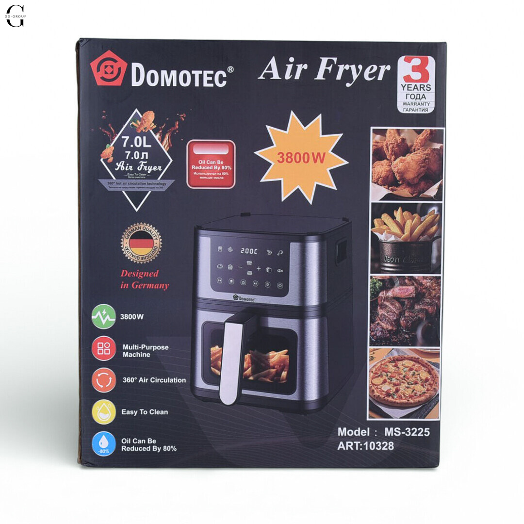 Аерофрітюрниця + Гриль 2в1 DOMOTEC MS-3225 7л 3800W без олії, швидке приготування