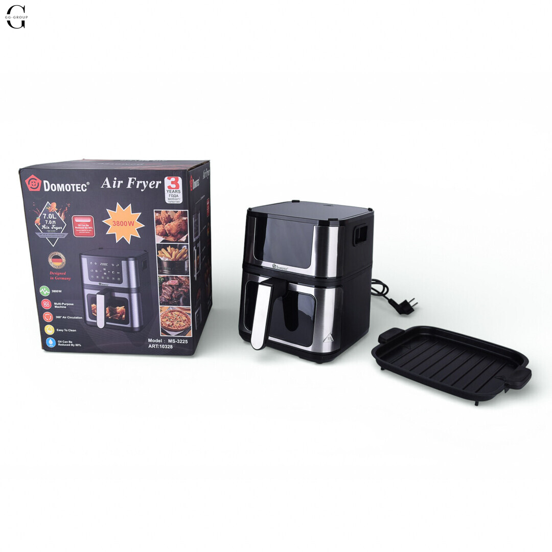 Аерофрітюрниця + Гриль 2в1 DOMOTEC MS-3225 7л 3800W без олії, швидке приготування