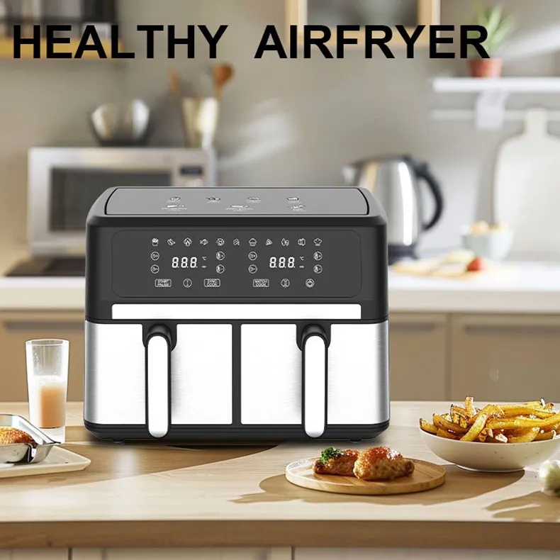 Двокамерна аерофритюрниця Sokany SK-10041, 3000 Вт, 10 л, сенсорне керування