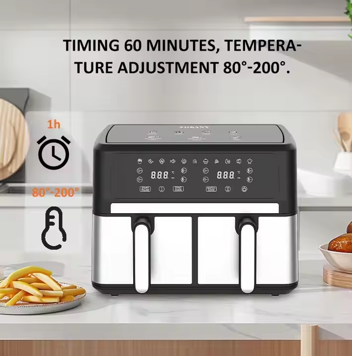 Двокамерна аерофритюрниця Sokany SK-10041, 3000 Вт, 10 л, сенсорне керування
