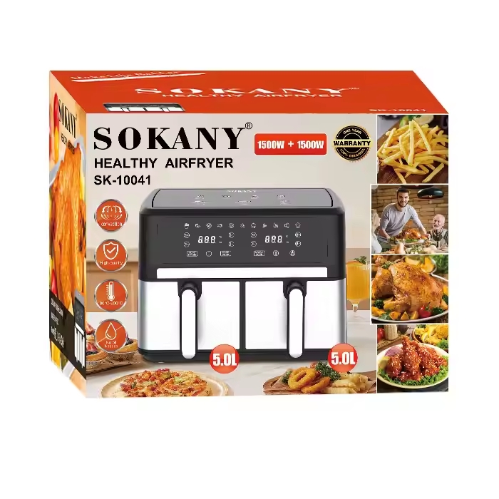 Двокамерна аерофритюрниця Sokany SK-10041, 3000 Вт, 10 л, сенсорне керування