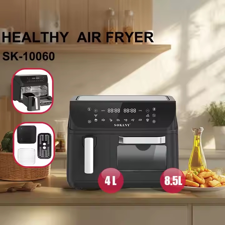 Двухкамерная аэрофритюрница Sokany SK-10060, 2400 Вт, 4+8,5 л, сенсорное управление