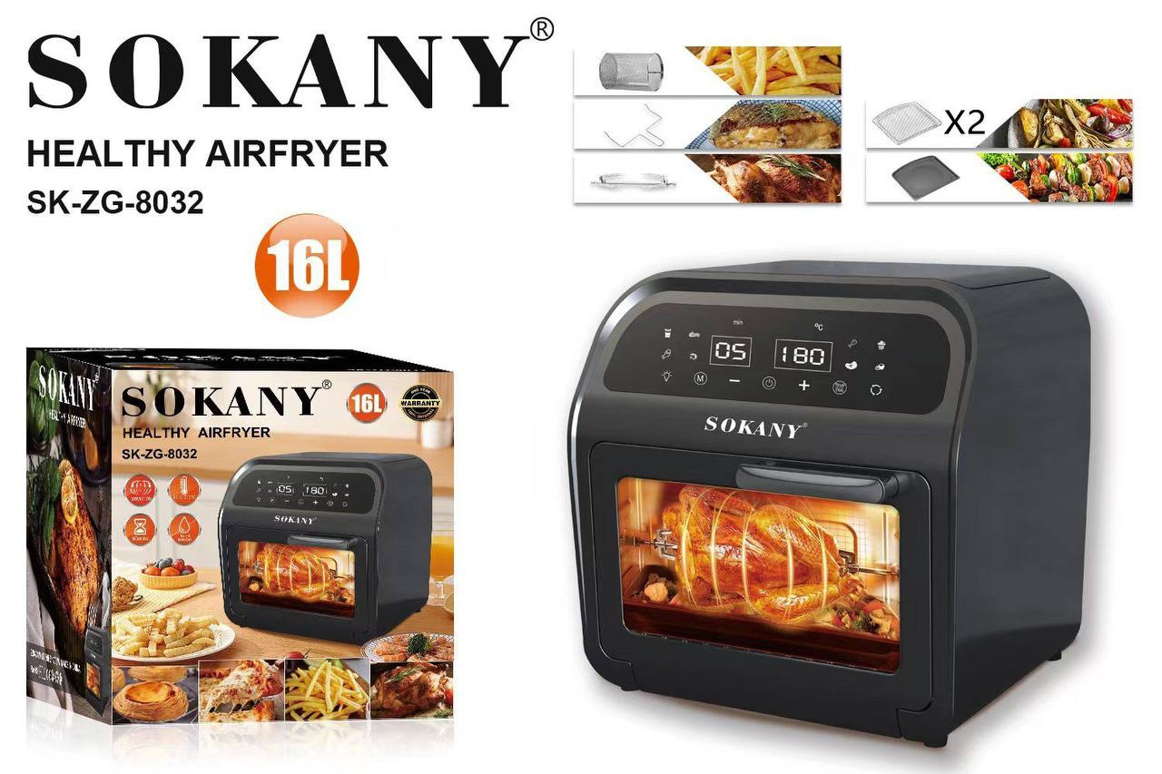 Сенсорная воздушная фритюрница Sokany SK-ZG-8032 2500 Вт, 16 л, с защитой от перегрева и таймером.
