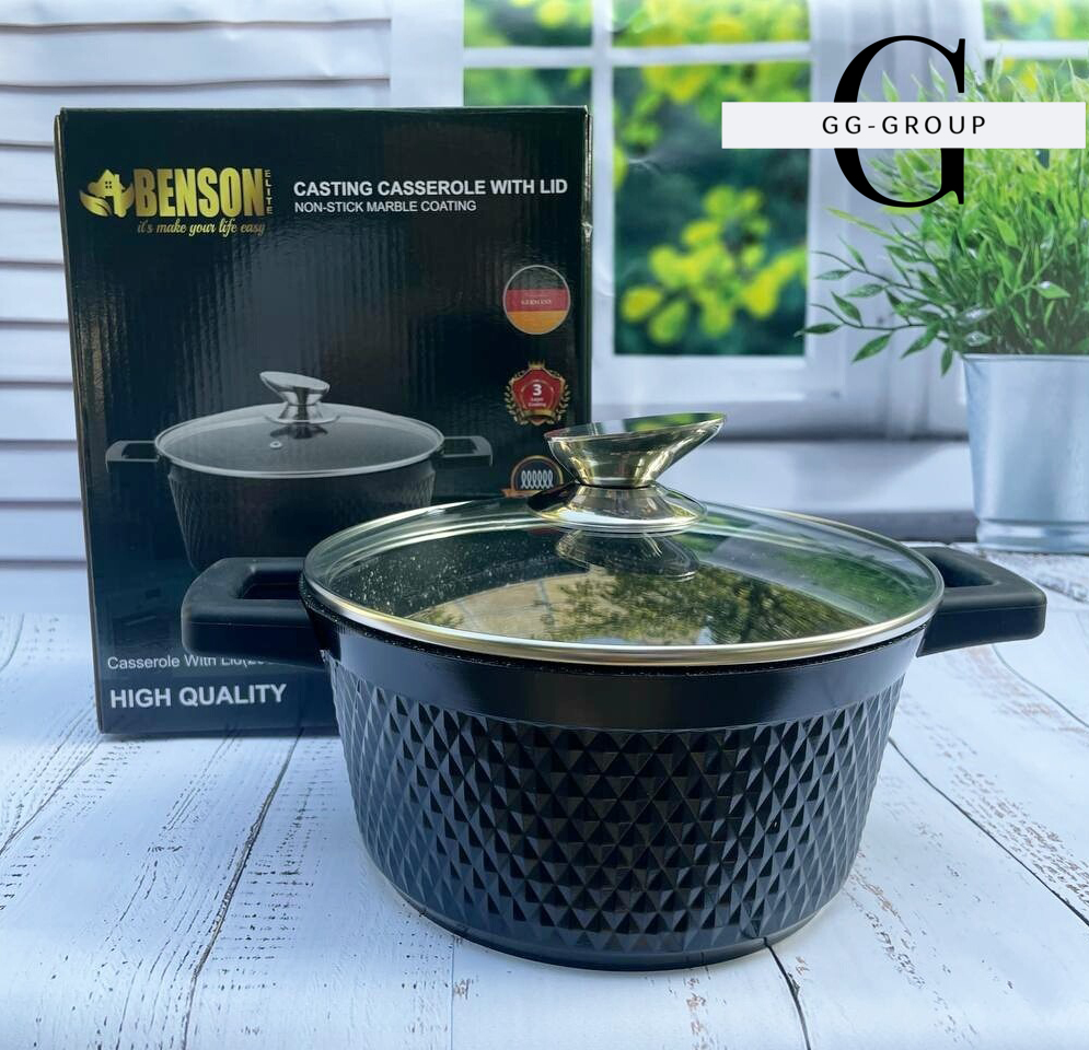 Каструля з кришкою з антипригарним покриттям Benson BN-391 2.5л