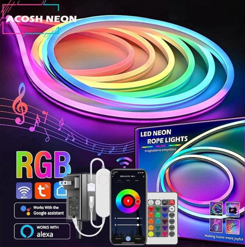 Розумна LED Neon RGB неонова стрічка 5 м USB з пультом і додатком.