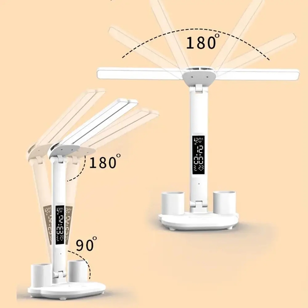 Лампа настольная LED 877 аккумуляторная с часами