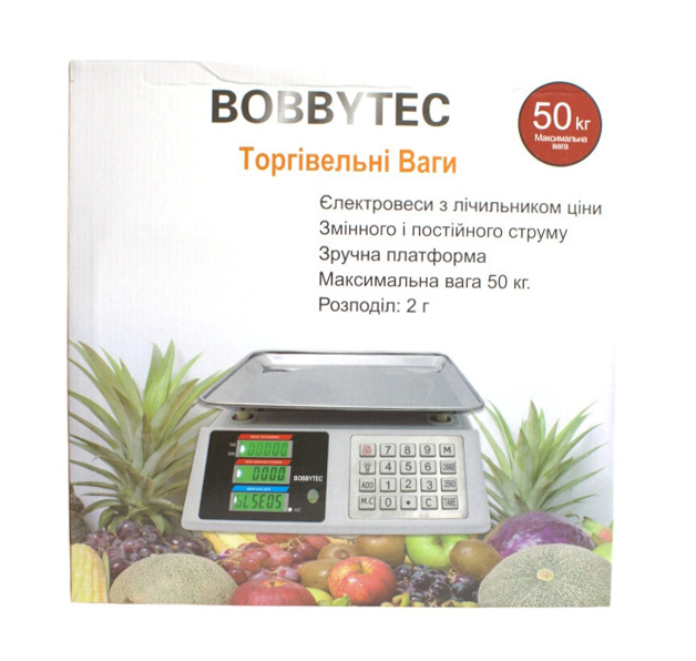Электронные весы Bobbytec BX-20, 50 кг, 2 г, двухсторонний дисплей, аккумулятор