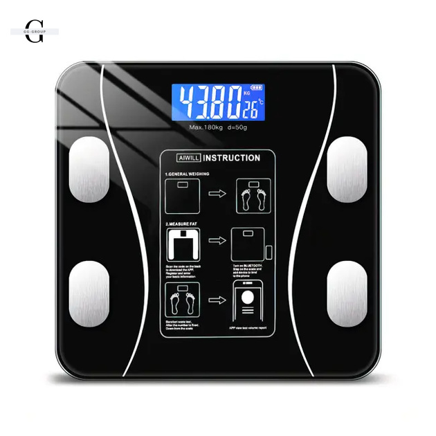 Напольные умные фитнес весы до 180кг, с Bluetooth, A-8003, Черный