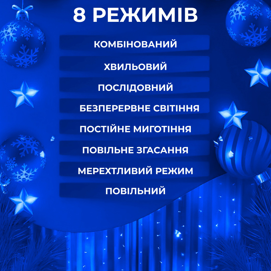 Гирлянда светодиодная GarlandoPro 600 LED 3х3 м 16 линий 8 режимов Синий