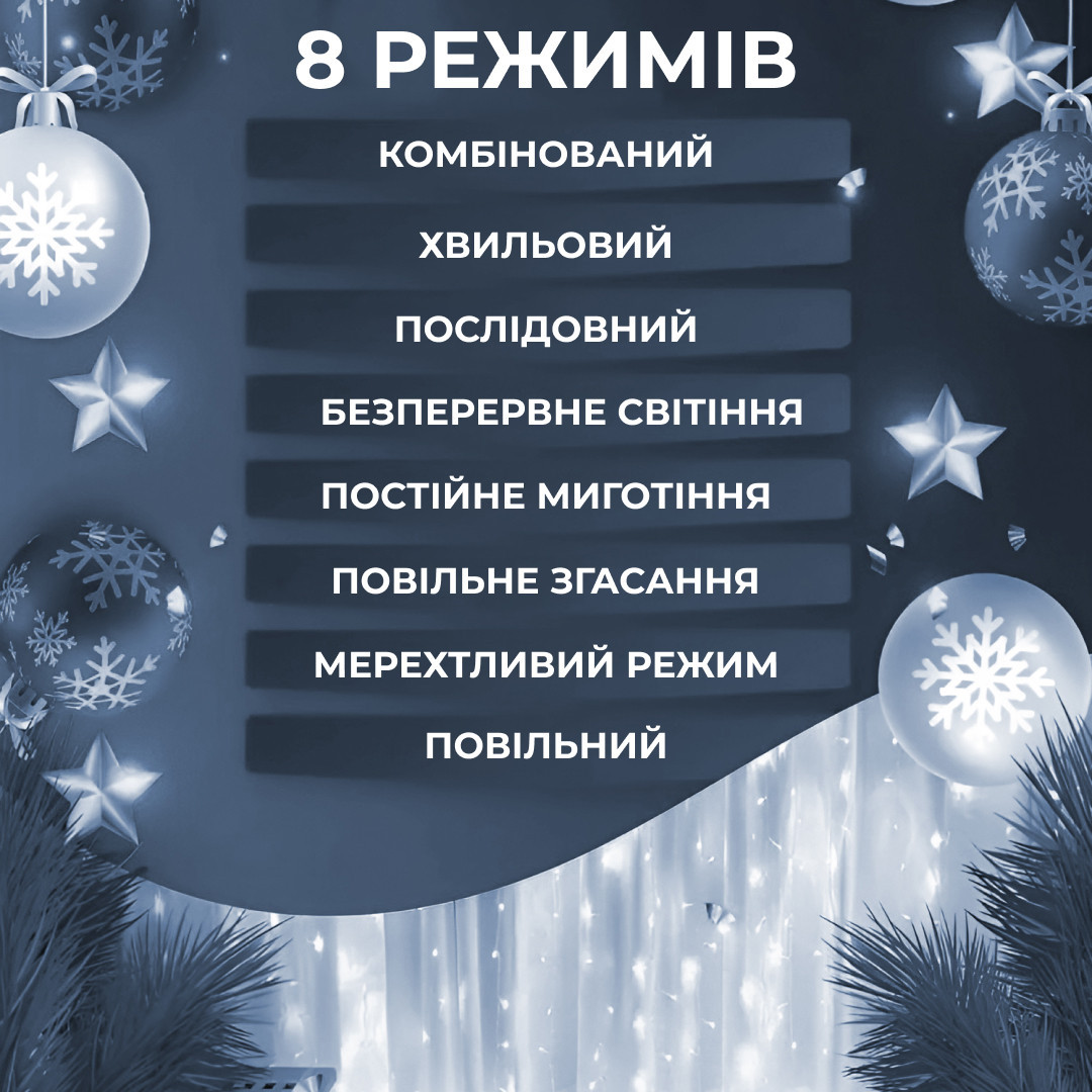 Гирлянда светодиодная GarlandoPro 600 LED 3х3 м 16 линий 8 режимов Белый