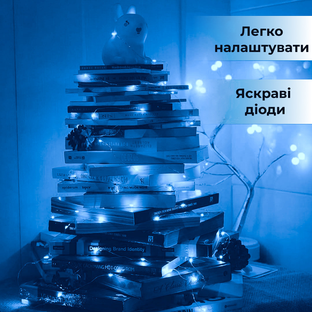 Светодиодная гирлянда на батарейках GarlandoPro 100LED 10 метров медная проволока светодиодная гирлянда Синий