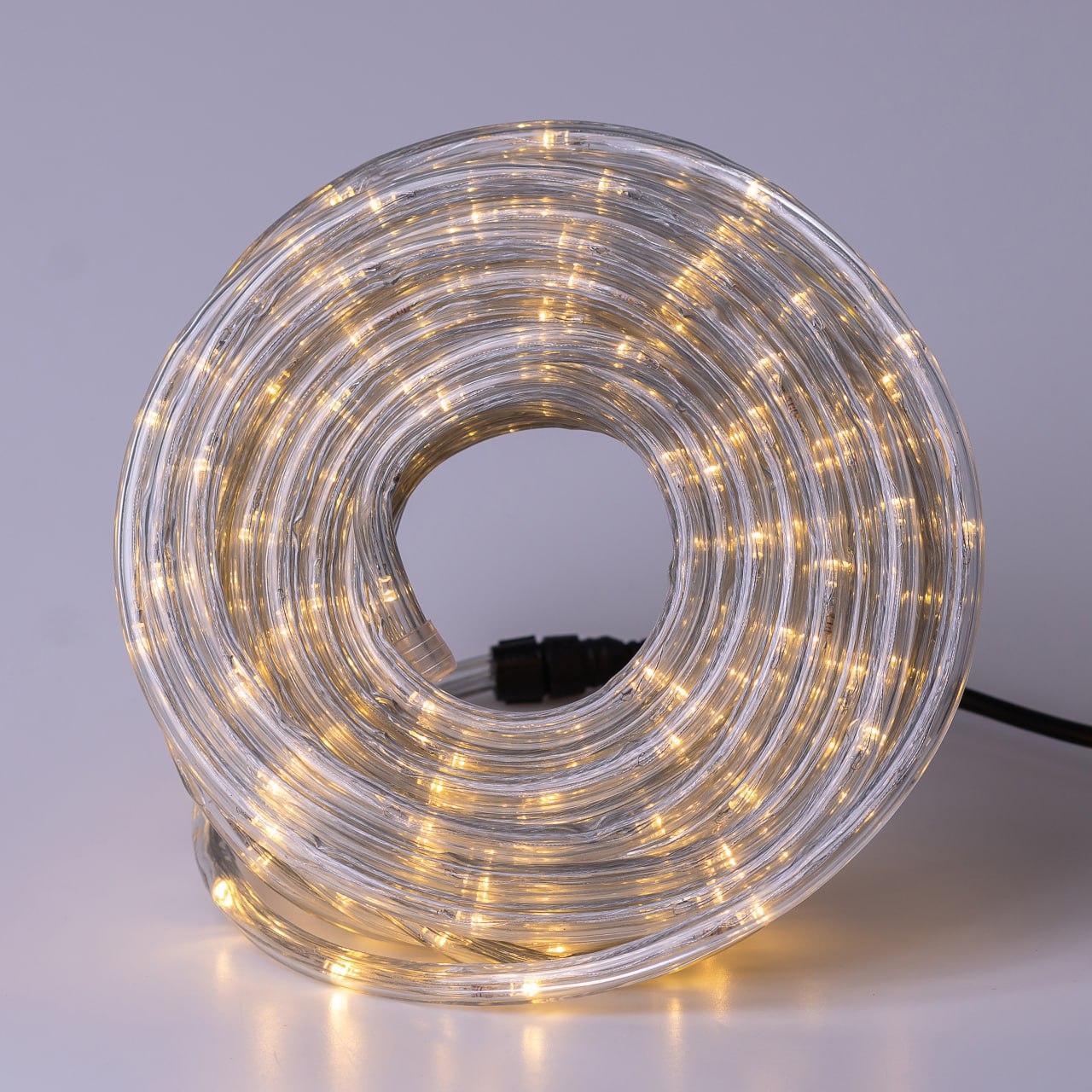 Гирлянда уличная светодиодная лента Дюралайт 480 LED 16м морозостойкая прозрачная проволока Желтый