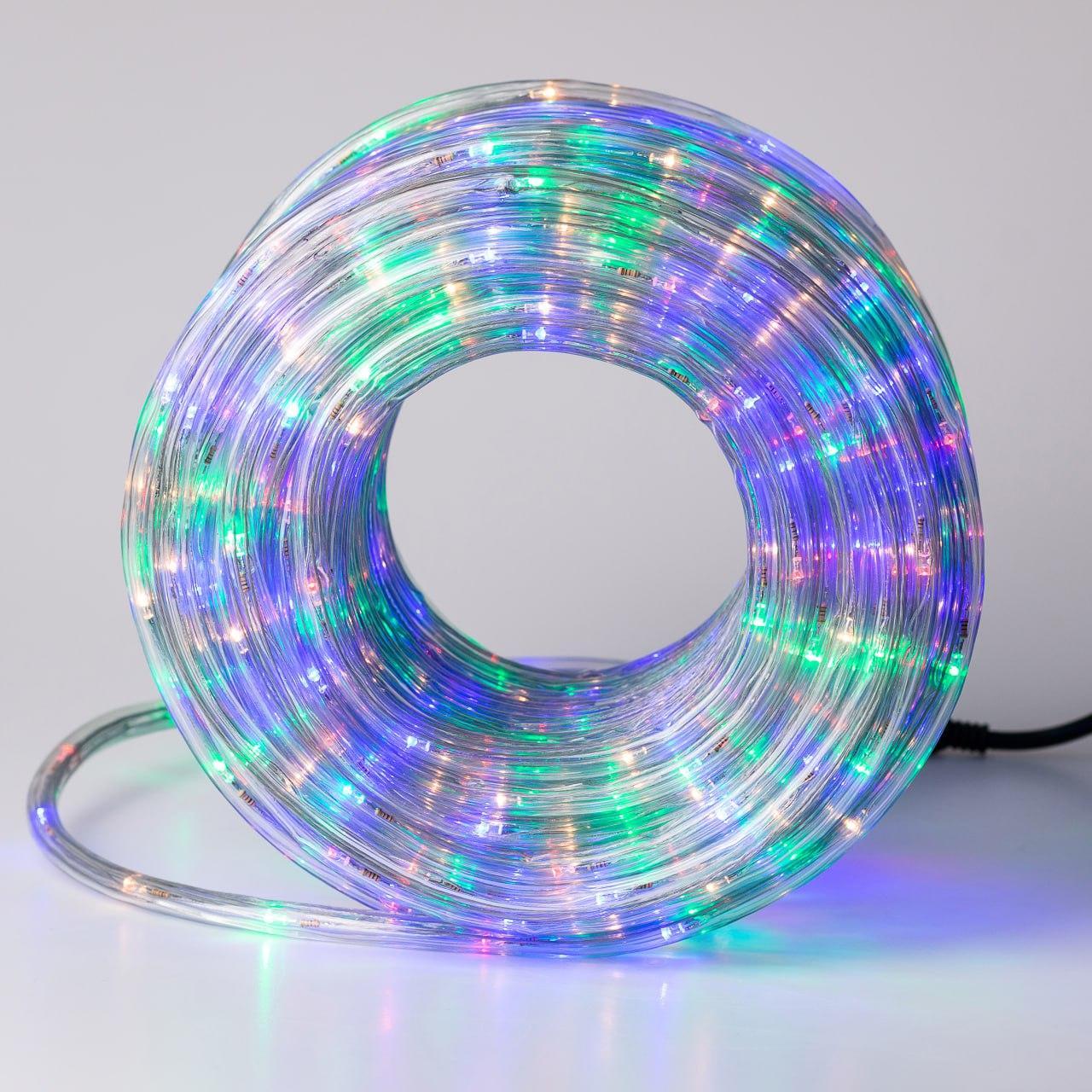 Гирлянда уличная лента светодиодная Дюралайт 480 LED 16м морозостойкая прозрачная проволока Мультиколор