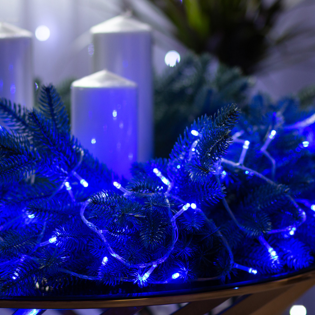 Гирлянда нить 22м на 500 LED лампочек светодиодная прозрачный провод 8 режимов работы