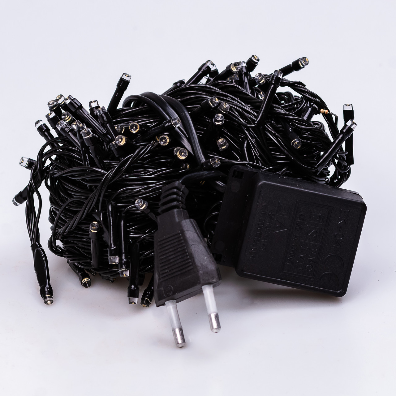 Гирлянда нить 14м на 300 LED лампочек светодиодная черный провод 8 режимов работы Желтый
