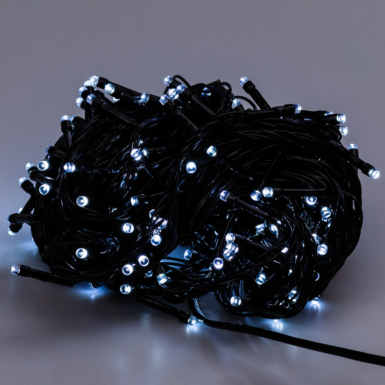 Гірлянда нитка 16м на 400 LED лампочок світлодіодна чорний провід 8 режимів роботи Білий