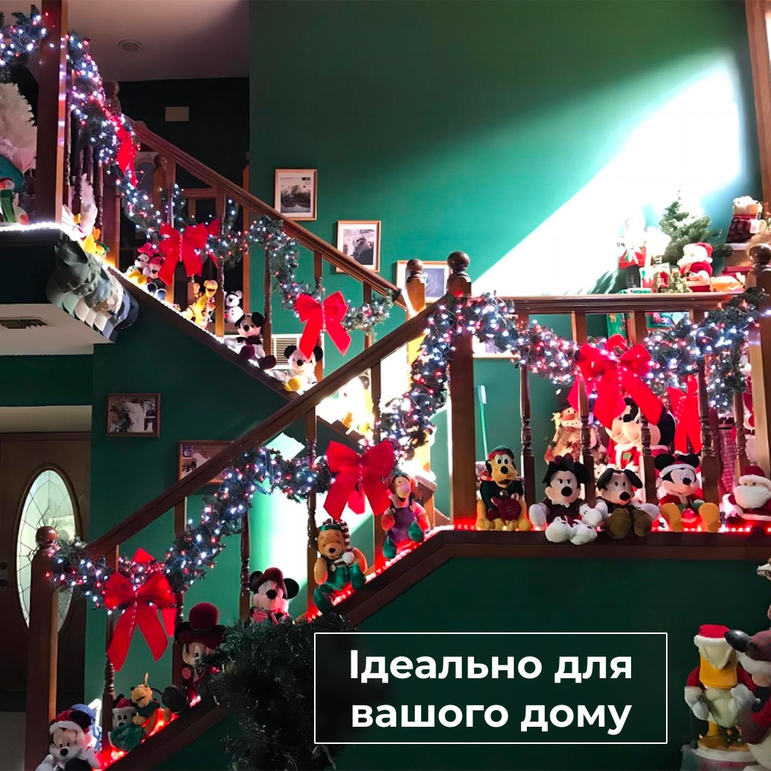Гирлянда нить 22 м на 500 LED лампочек светодиодная черный провод 8 режимов работы
