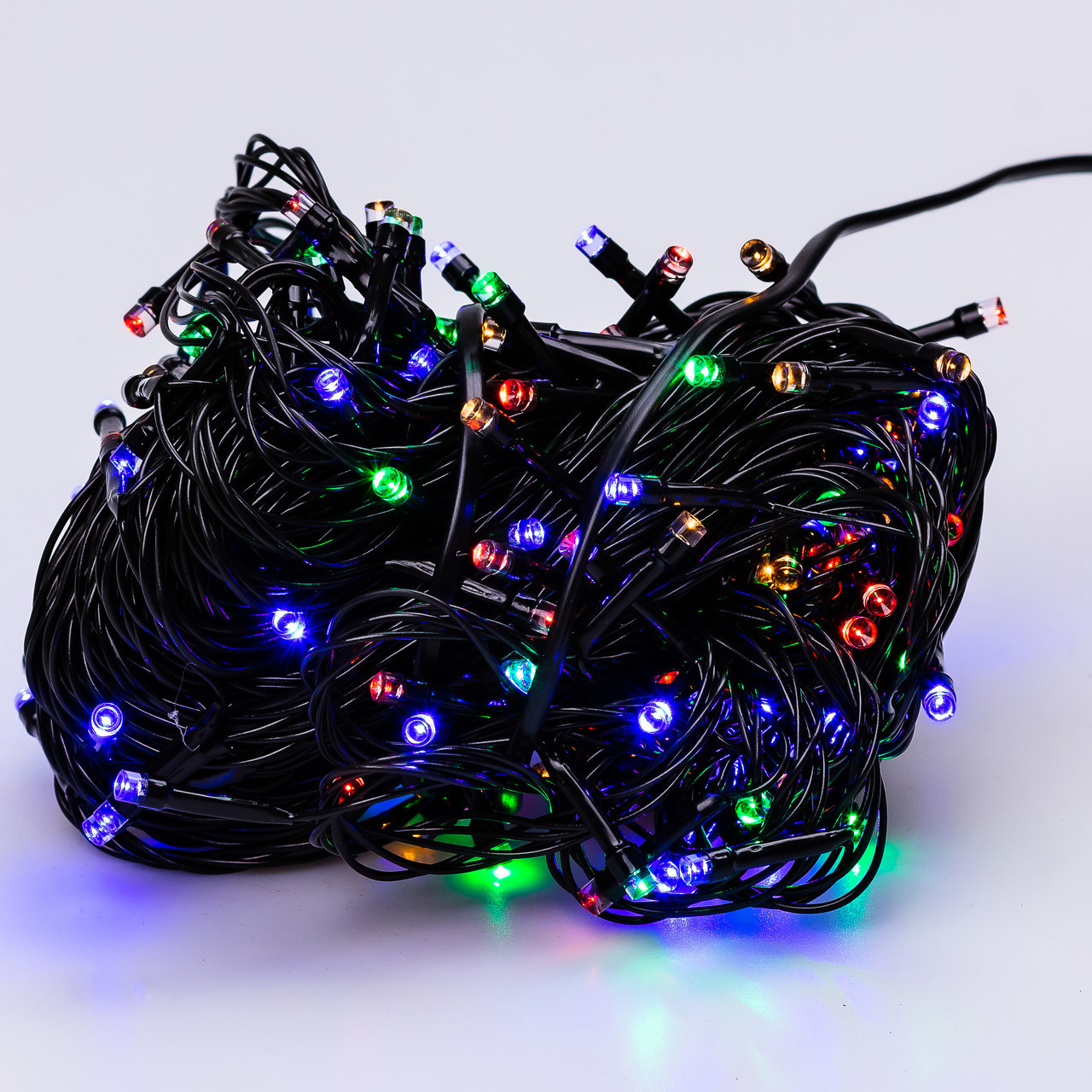 Гирлянда нить 22 м на 500 LED лампочек светодиодная черный провод 8 режимов работы