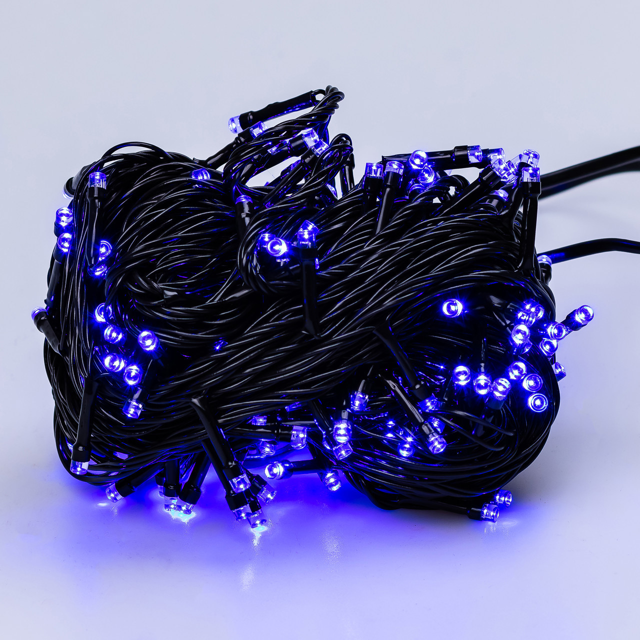 Гирлянда нить 22 м на 500 LED лампочек светодиодная черный провод 8 режимов работы Синий