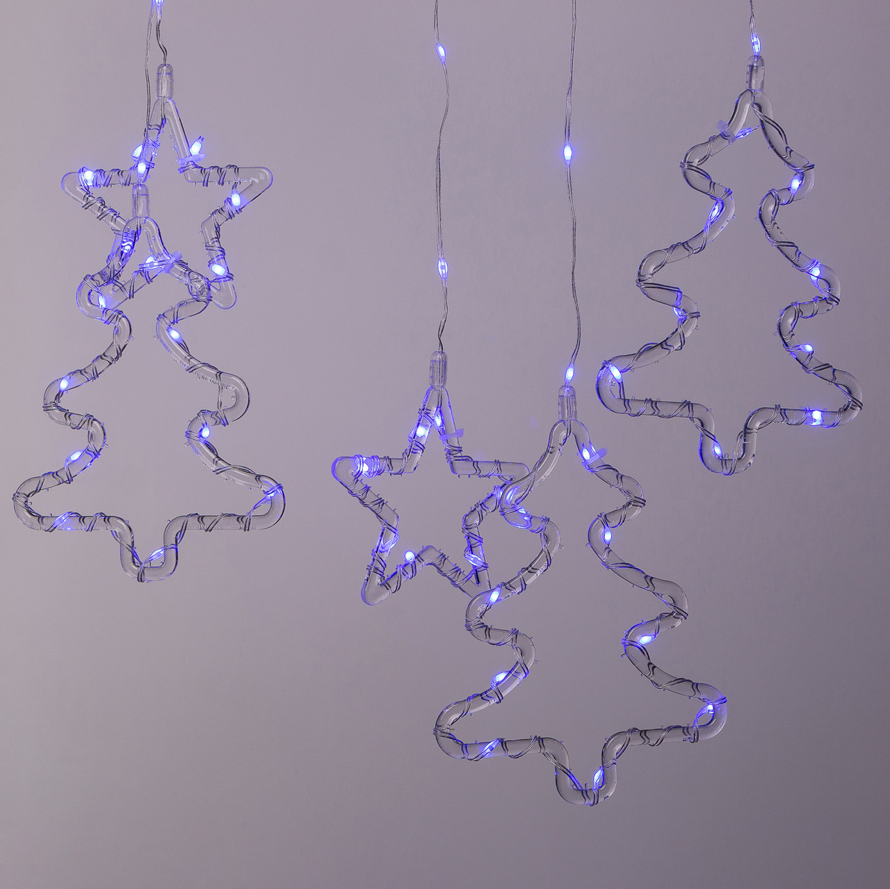 Гирлянда светодиодная штора GarlandoPro звезда и елка 120LED 3х0,9 м 8 режимов Синий