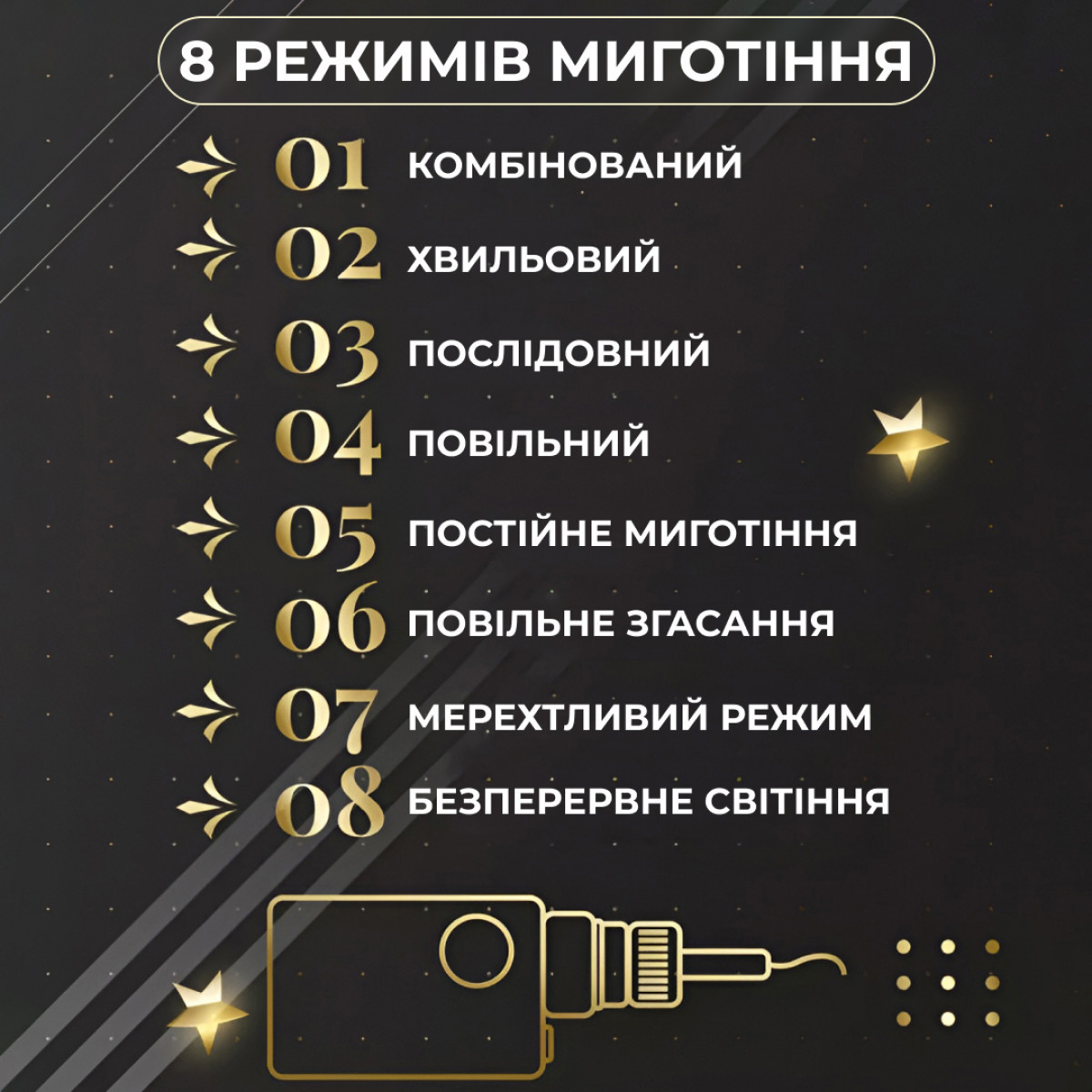 Гирлянда штора светодиодная GarlandoPro звезда и елка 120LED 3х0,9м 8 режимов Желтый