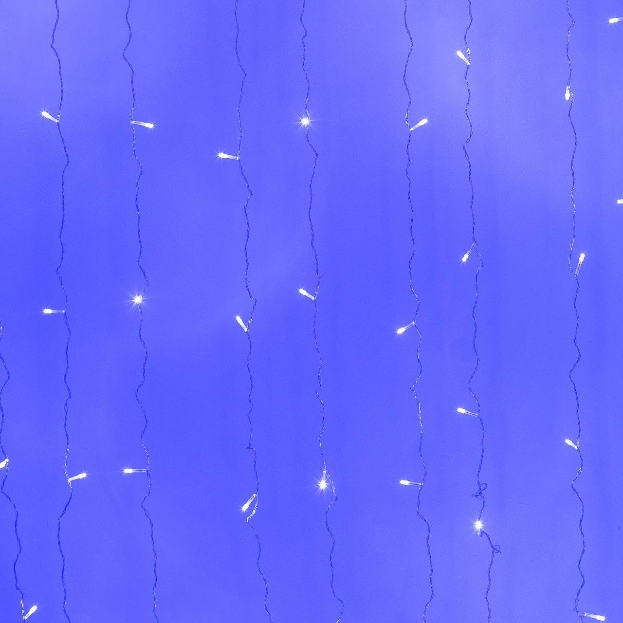 Гирлянда штора 2х2 м 240 LED светодиодная медная проводка 8 нитей Синий