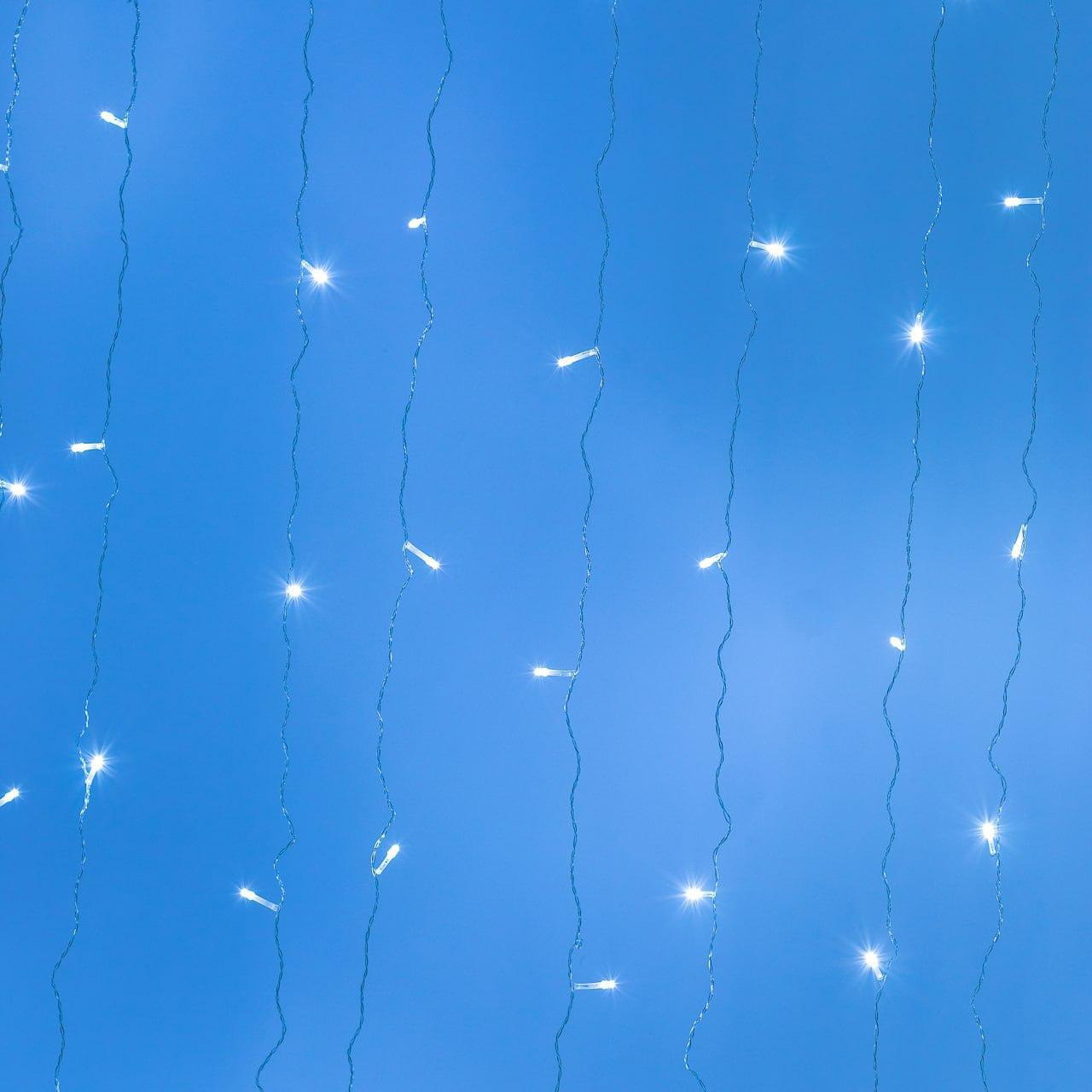 Гирлянда штора 2х2 м 240 LED светодиодная медный провод 8 нитей Белый