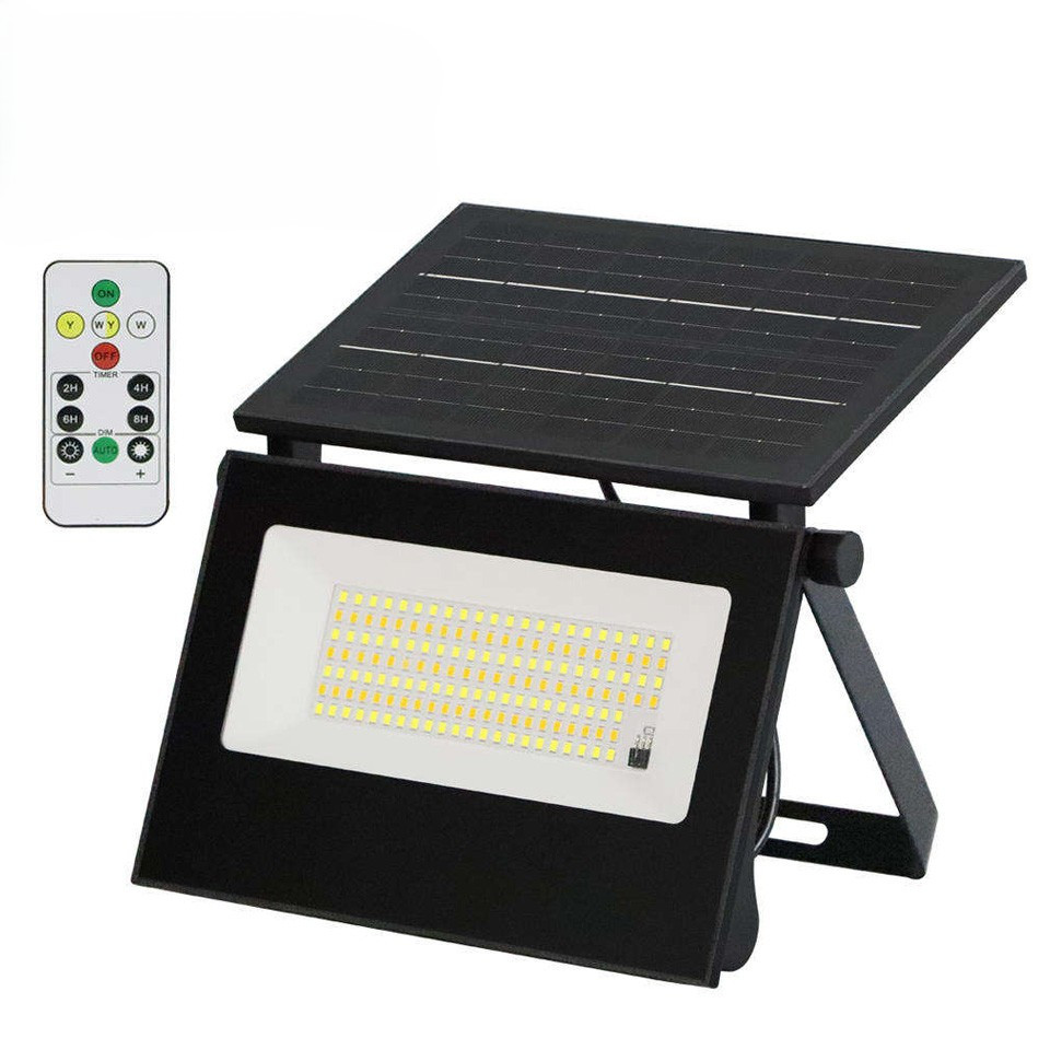 Вуличний LED ліхтар на сонячних батареях 12x3.2x8.5 см прожектор світлодіодний вуличний 80 LED 100 Вт із сонячною панеллю HP-5-57