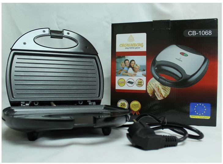 Сендвічниця гриль бутербродниця Crownberg CB-1068 750W