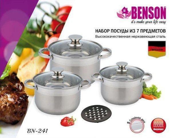 Набор кастрюль Benson BN-241 (ёмкость 4 л, 5,1 л, 6,5 л)