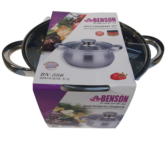 Кастрюля с крышкой Benson BN-598 (ёмкость 5.1 л)