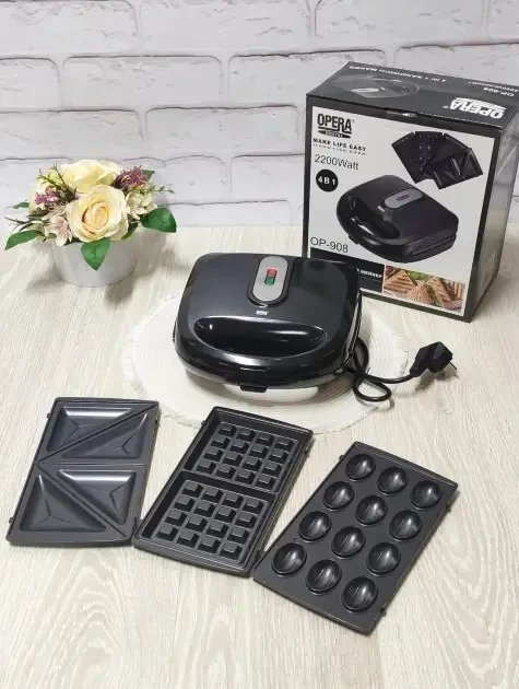 Гриль / Мультимейкер (Вафельниця) SandwichMaker Opera OP-908 4в1 2200W