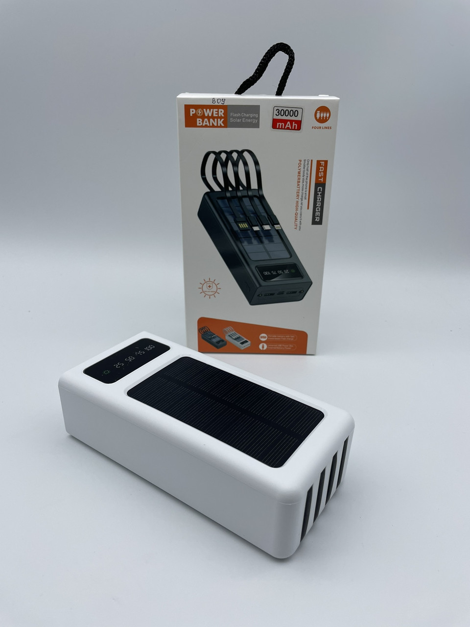 Повербанк Power bank 309 - 30000mAh Solar+Кабель 4в1