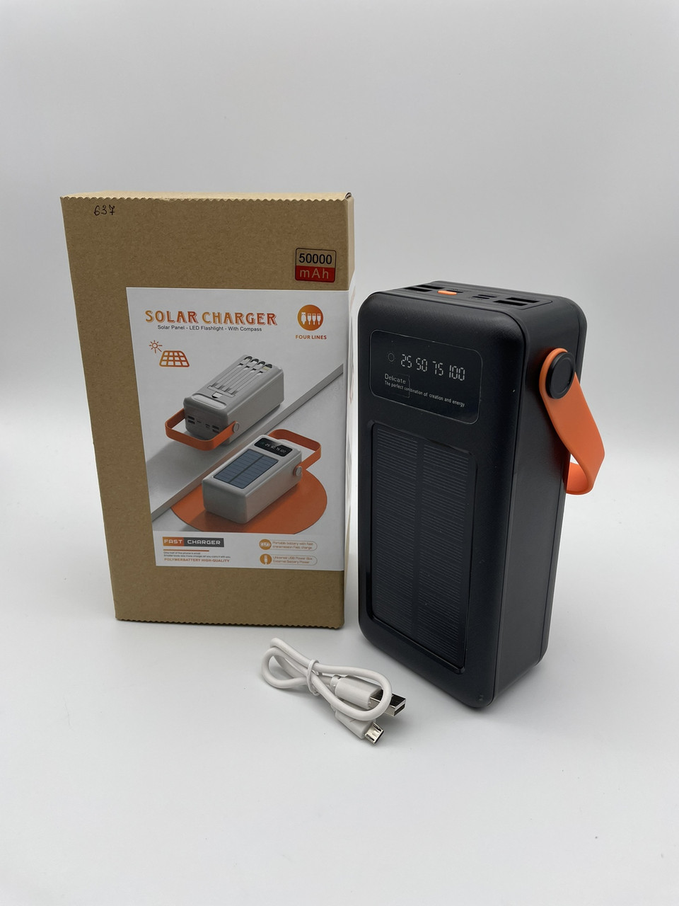 Повербанк Power bank 637 - 50000mAh Solar+Универсальный Кабель 4в1