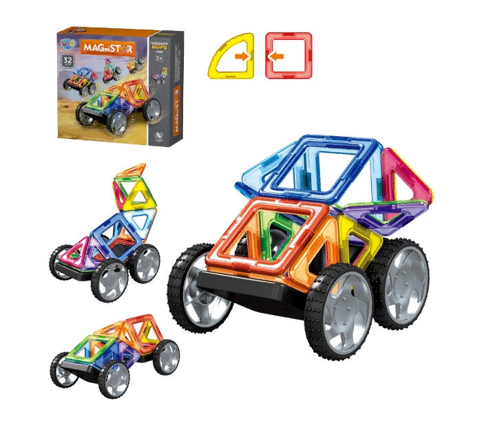 Конструктор LT3001 магнітний, транспорт, 32 деталі Magnit/Magical/LIMO TOY