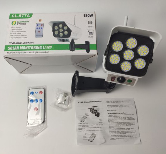 Вуличний ліхтар на сонячній батареї з датчиком руху та пультом SOLAR MONITORING LAMP CL-877A у вигляді камери
