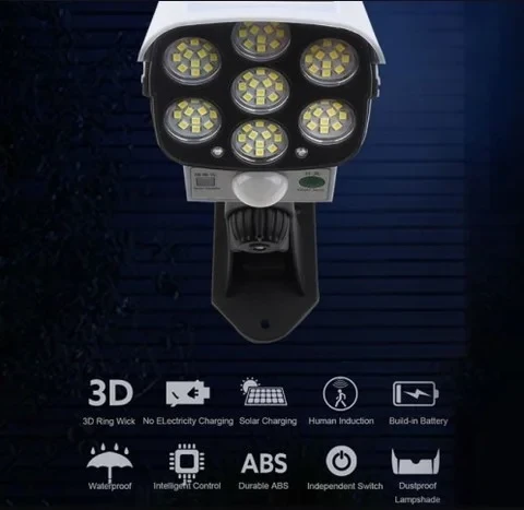 Вуличний ліхтар на сонячній батареї з датчиком руху та пультом SOLAR MONITORING LAMP CL-877A у вигляді камери