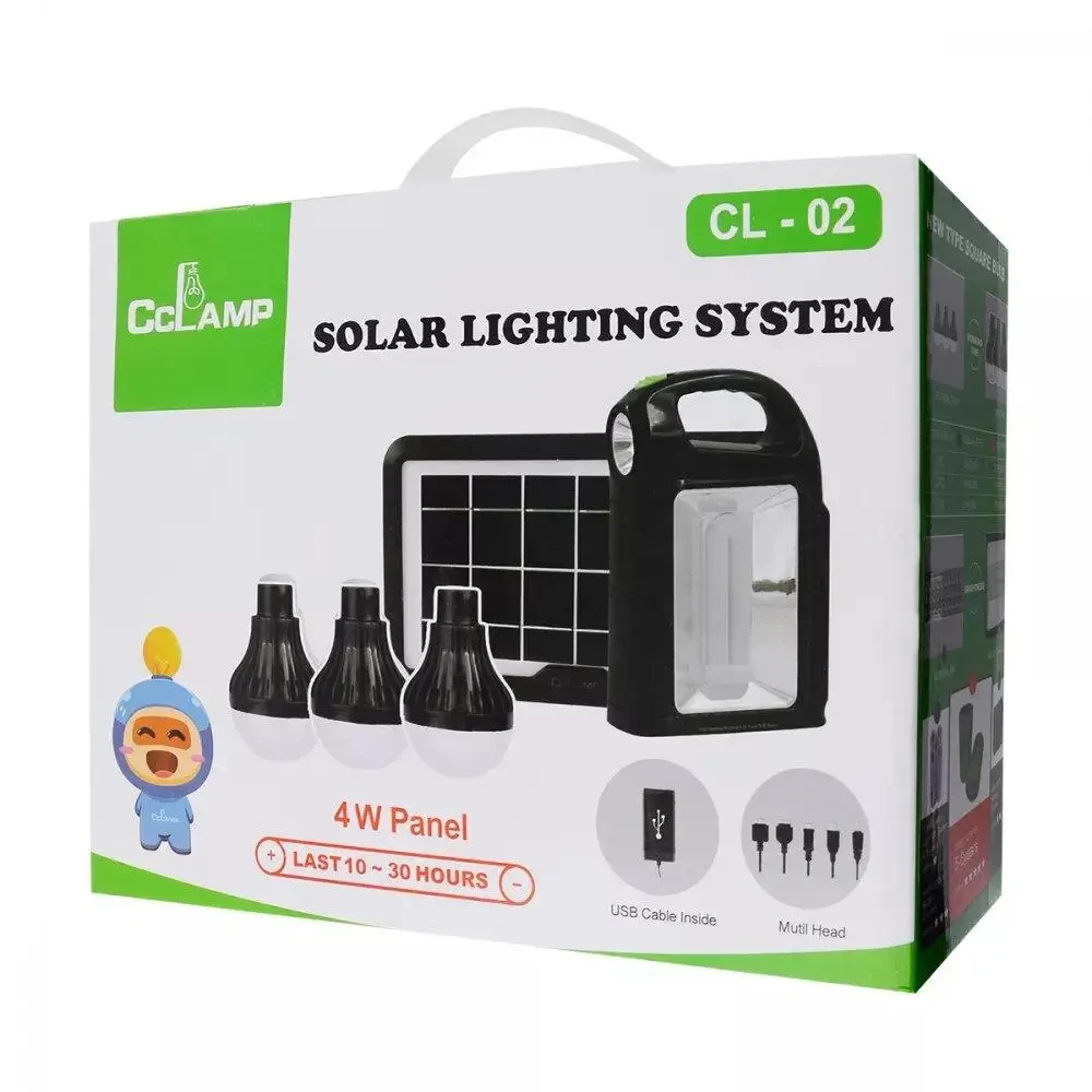 Кемпинговый фонарь на солнечной батарее CCLAMP CL-02 с Power Bank и 3 лампочками.